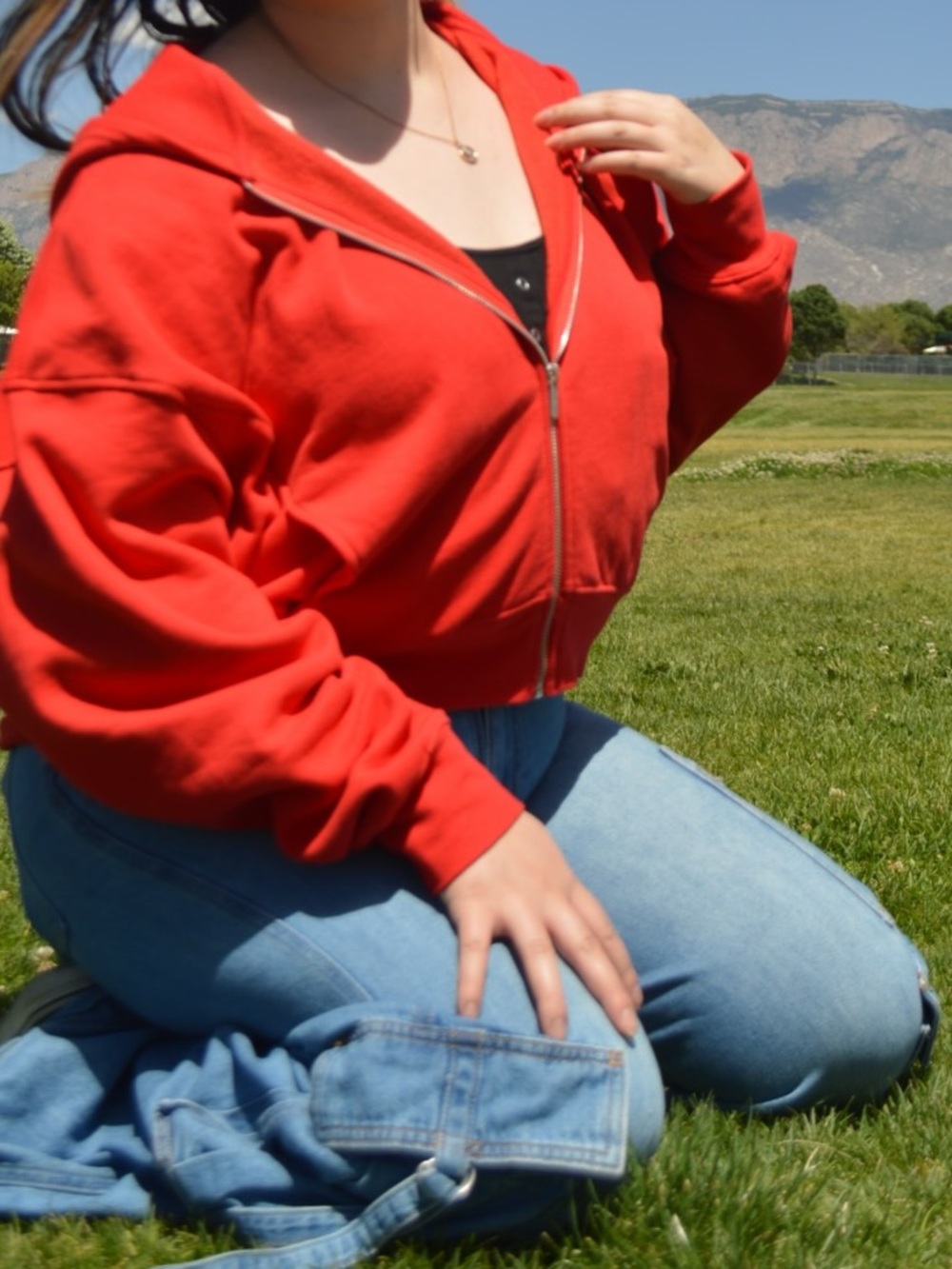 Garage Red Zip Front Hoodie for Women